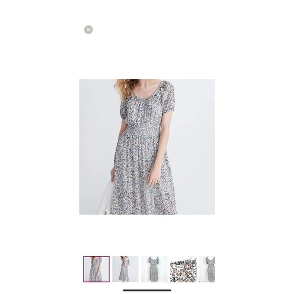 Madewell smock-waist peasant dress in blossoming vines sz large. Missing lining - Picture 4 of 14